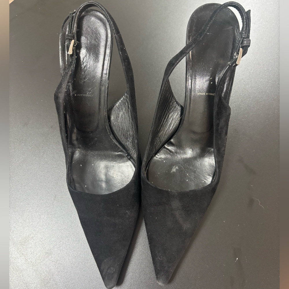 PRADA Suede Black Slingback Heels
